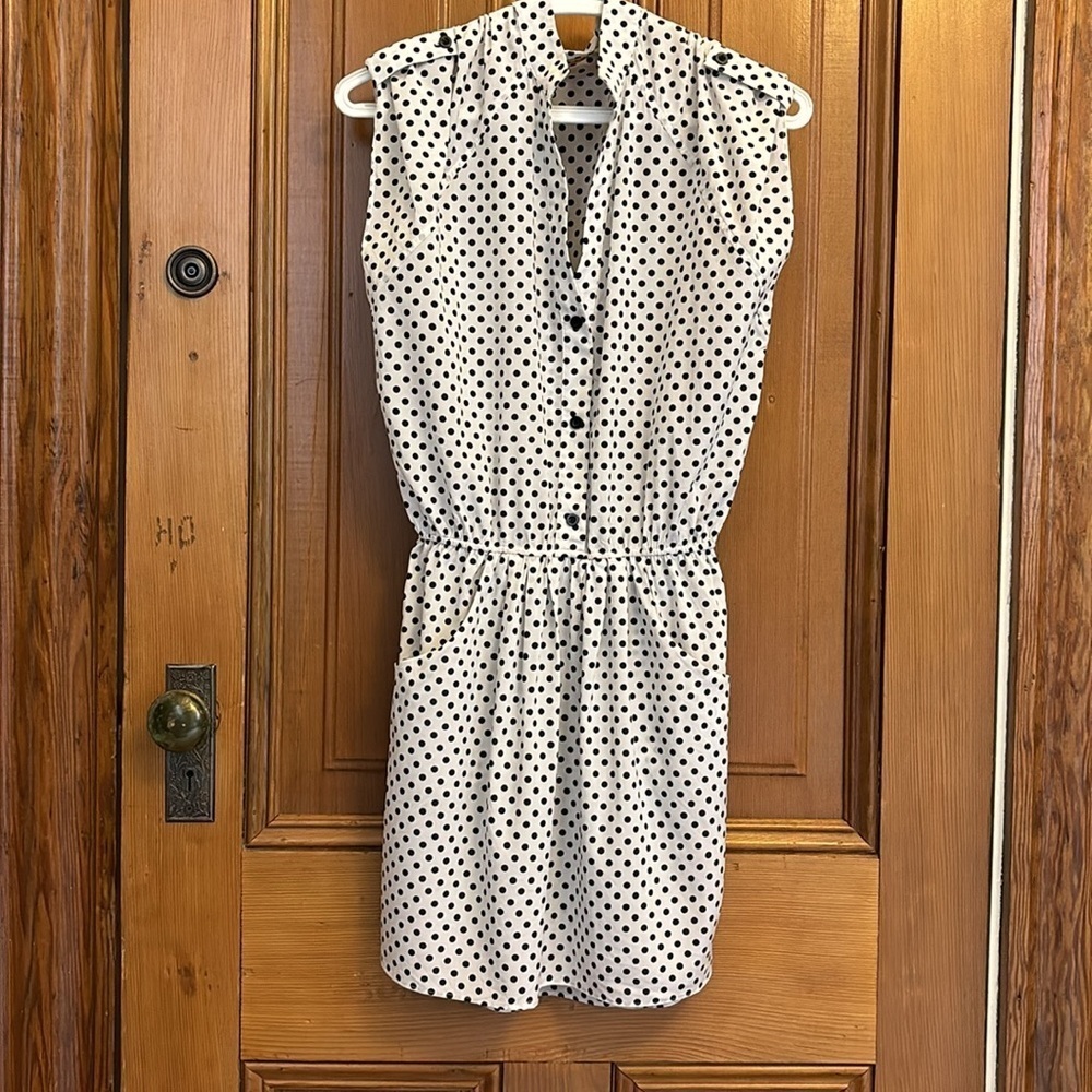 ALICE+OLIVIA 💯silk polka dot elastic waist roll-tie shoulder sleeveless dress S - Picture 10 of 10